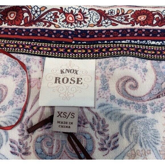 KNOX ROSE Size XS/S Paisley Print Boho Open Front Kimono Topper - Picture 5 of 6